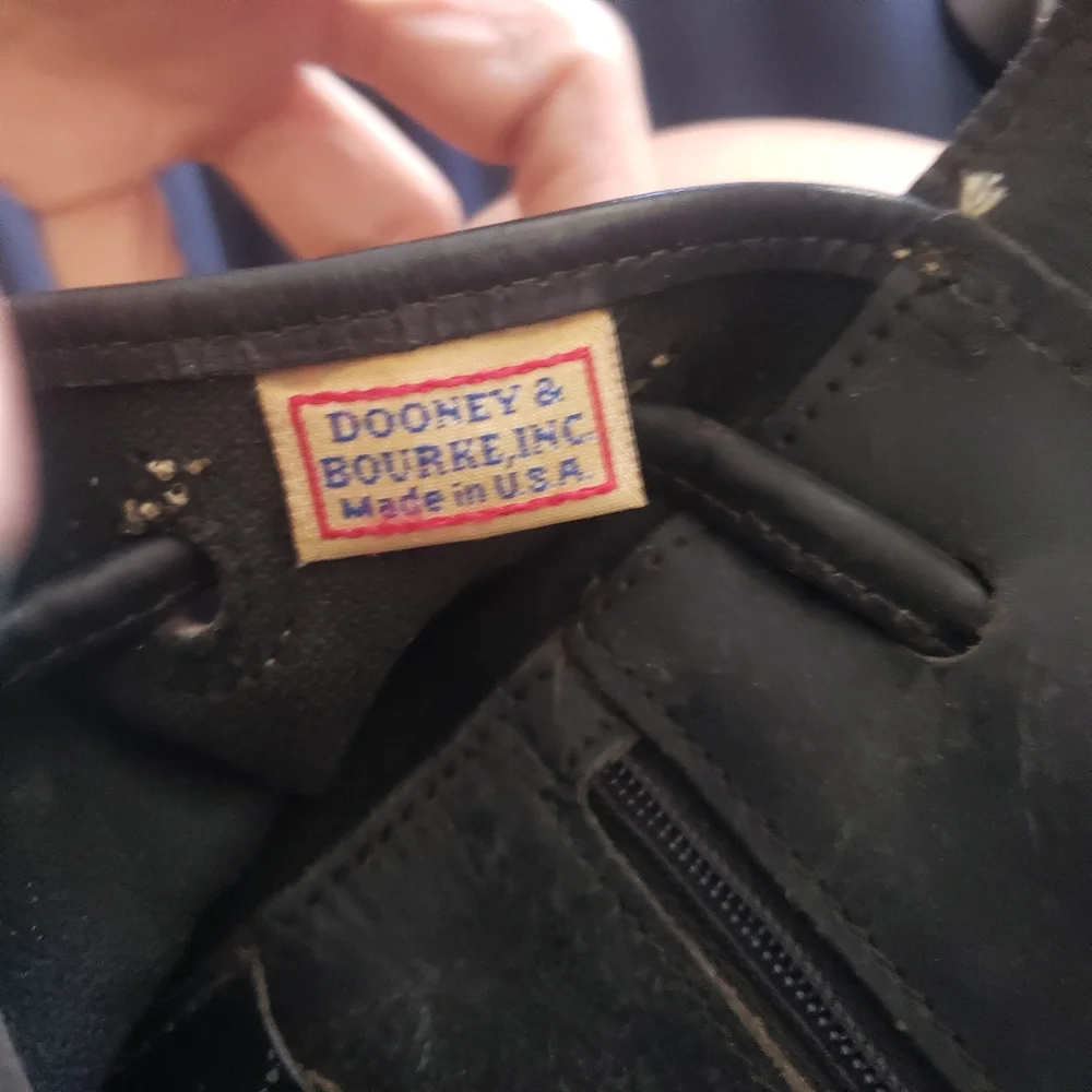 Vtg Dooney & Bourke signature monogram canvas leather backpack